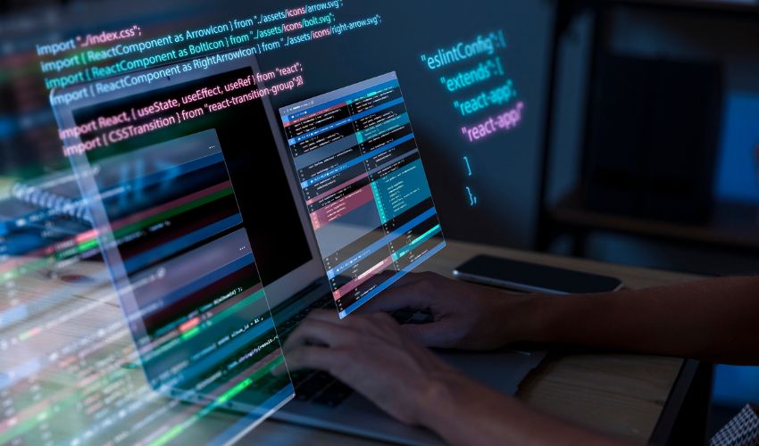 Developers collaborating on a website project